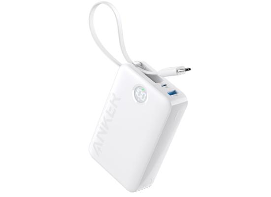 Anker Power Bank Battery Pack, 20,000mAh 22.5W High Speed Charging Portable Charger with Built-in USB C Cable, 1 USB-C, 1 USB-A, for iPhone 15/15 Plus/15 Pro/15 Pro Max, MacBook, Galaxy - White